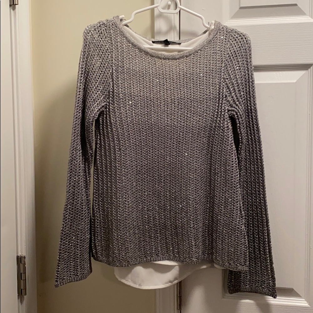 White House Black Market XS silver layered sweater
